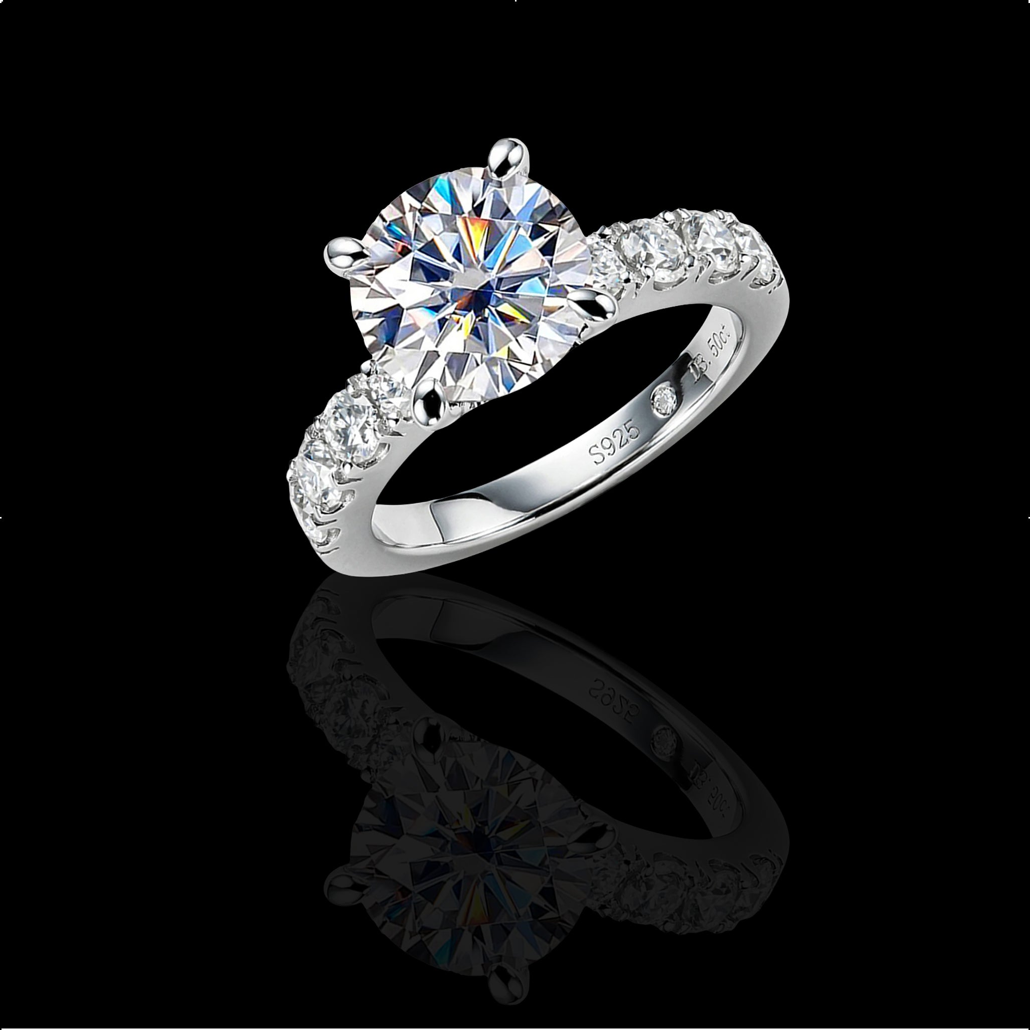 4.3ct D Color Moissanite Ring — 925 Sterling Silver 18 K Gold Plated