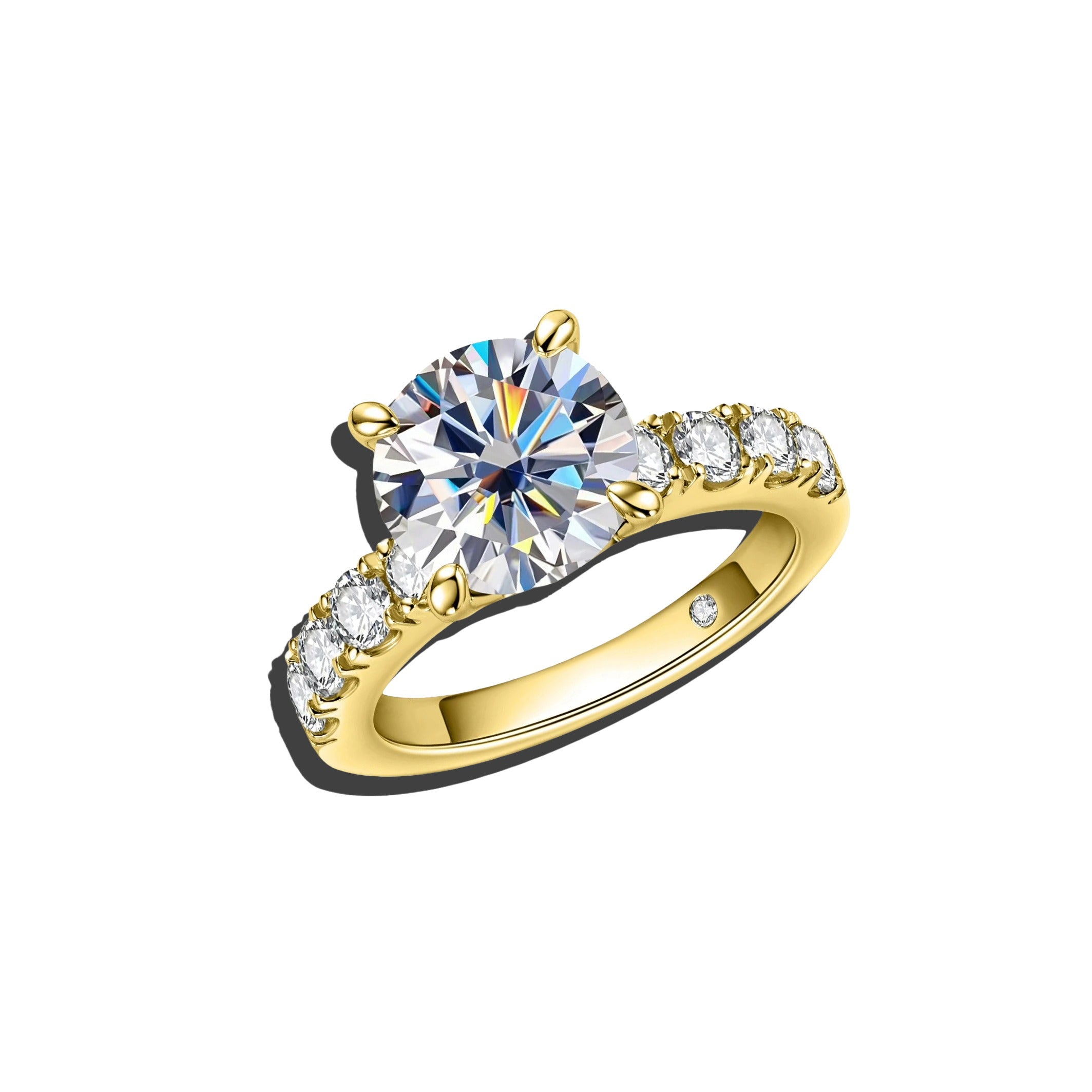4.3ct D Color Moissanite Ring — 925 Sterling Silver 18 K Gold Plated