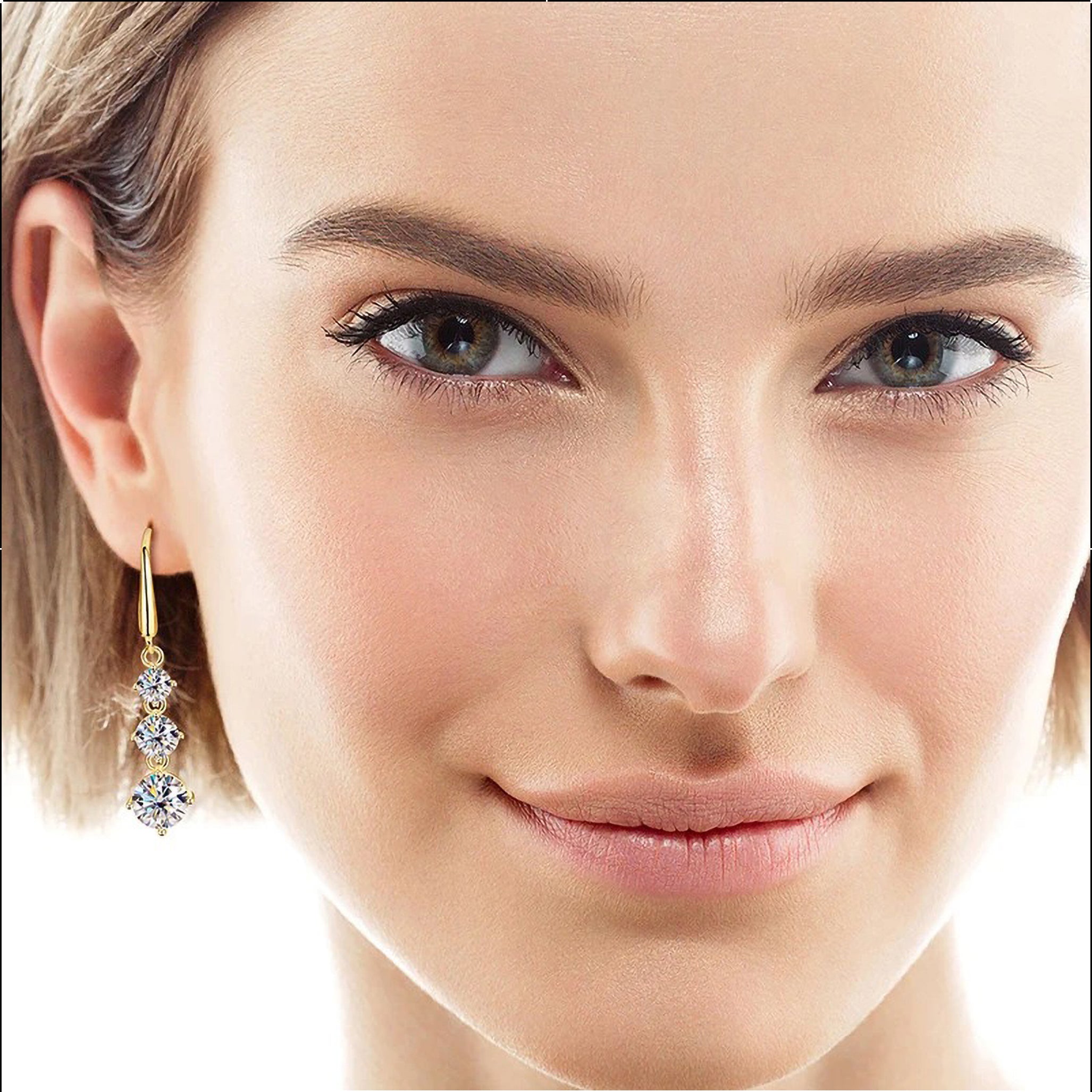 D-VVS1 Moissanite Drop Hook Earrings – 925 Sterling Silver - 3.60 CTTW