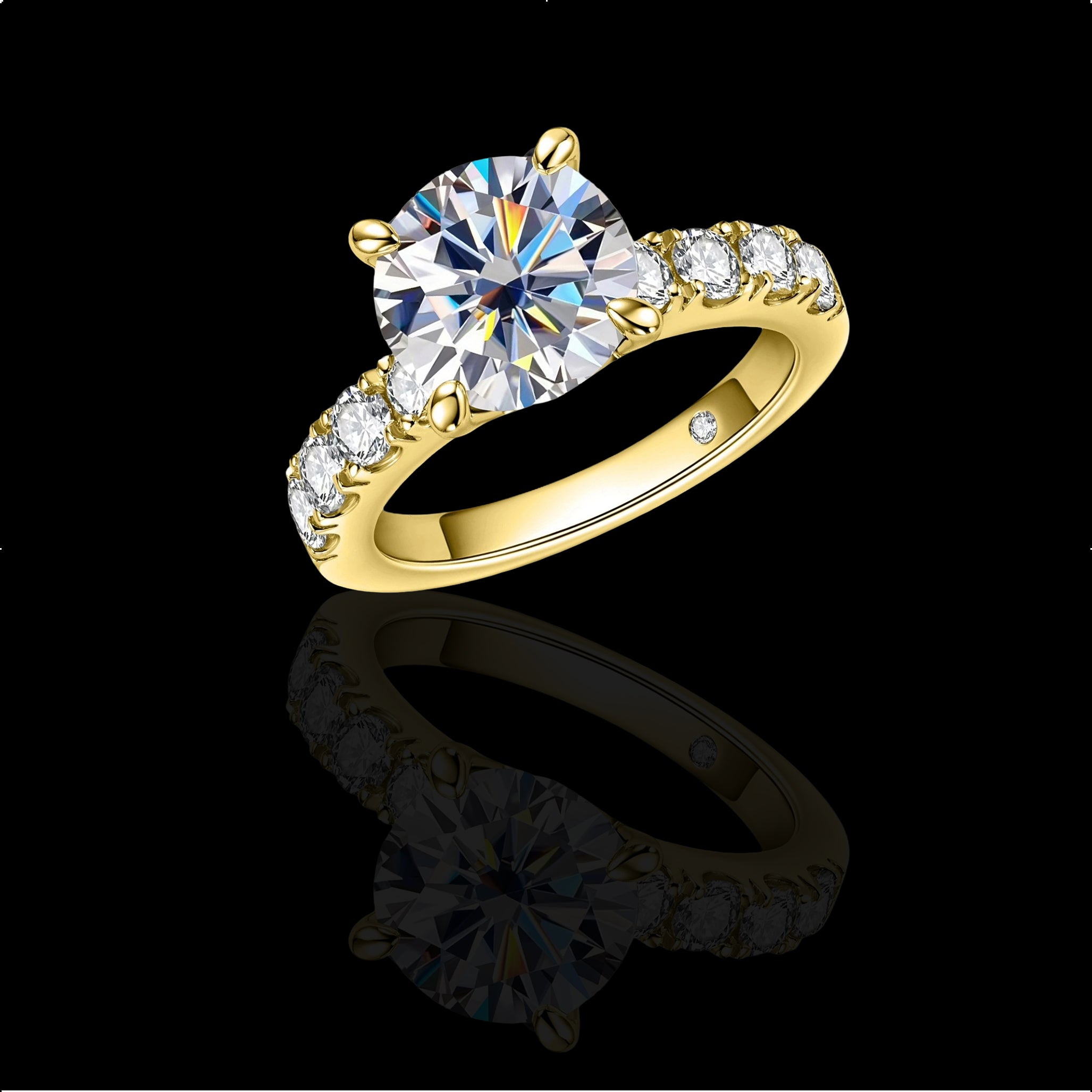 4.3ct D Color Moissanite Ring — 925 Sterling Silver 18 K Gold Plated