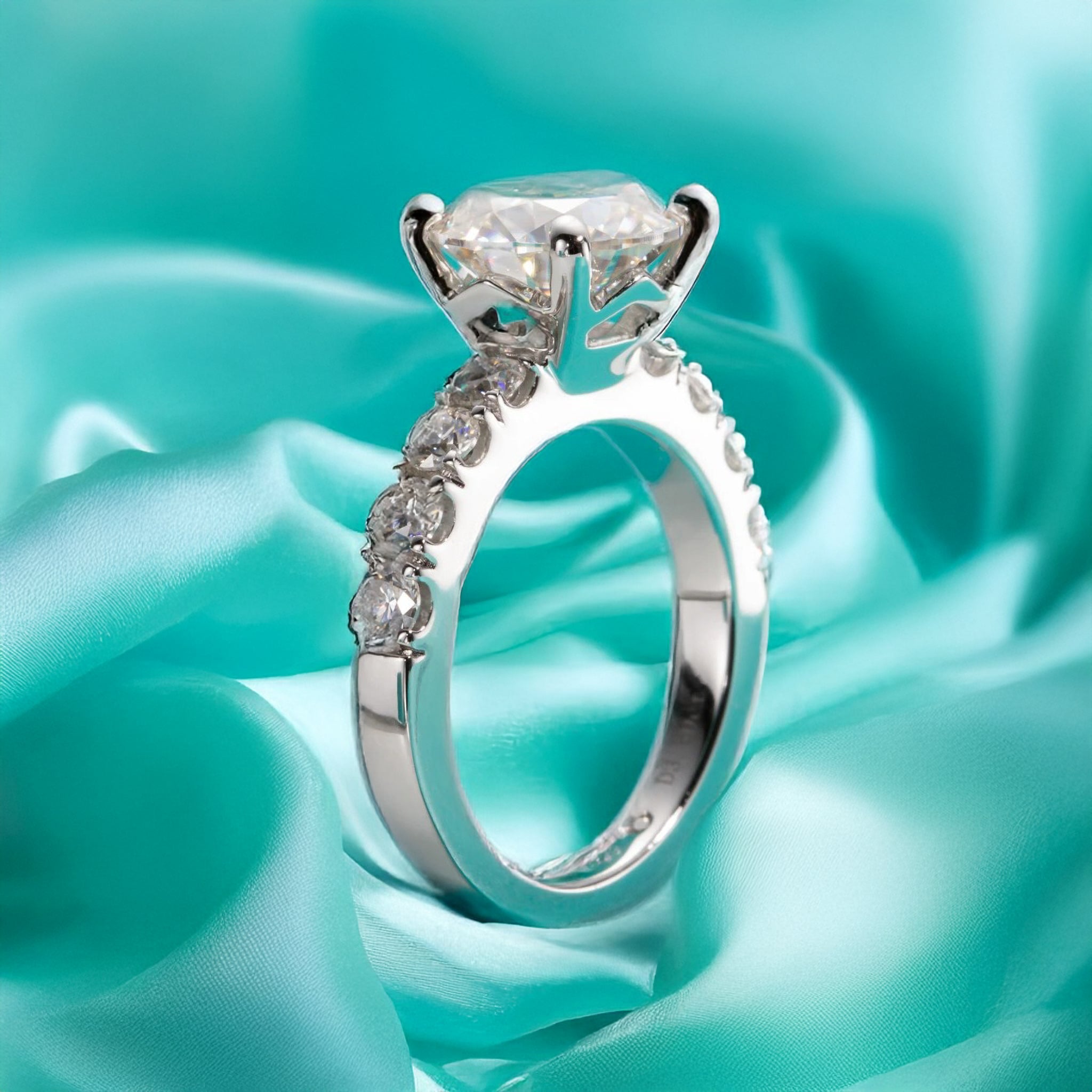 4.3ct D Color Moissanite Ring — 925 Sterling Silver 18 K Gold Plated