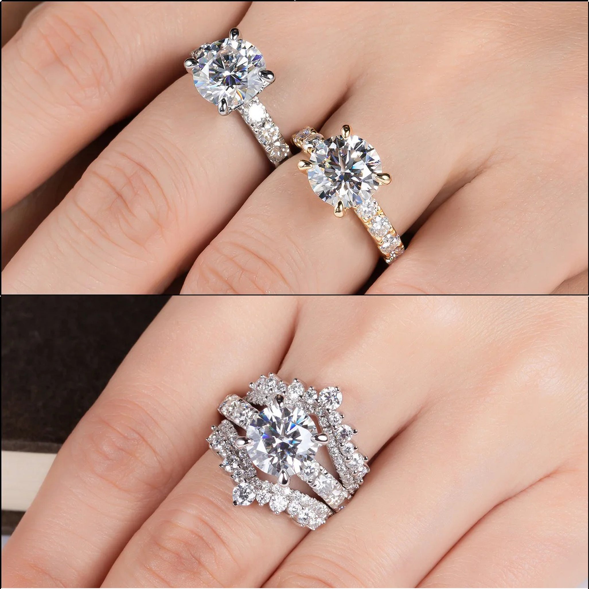 4.3ct D Color Moissanite Ring — 925 Sterling Silver 18 K Gold Plated