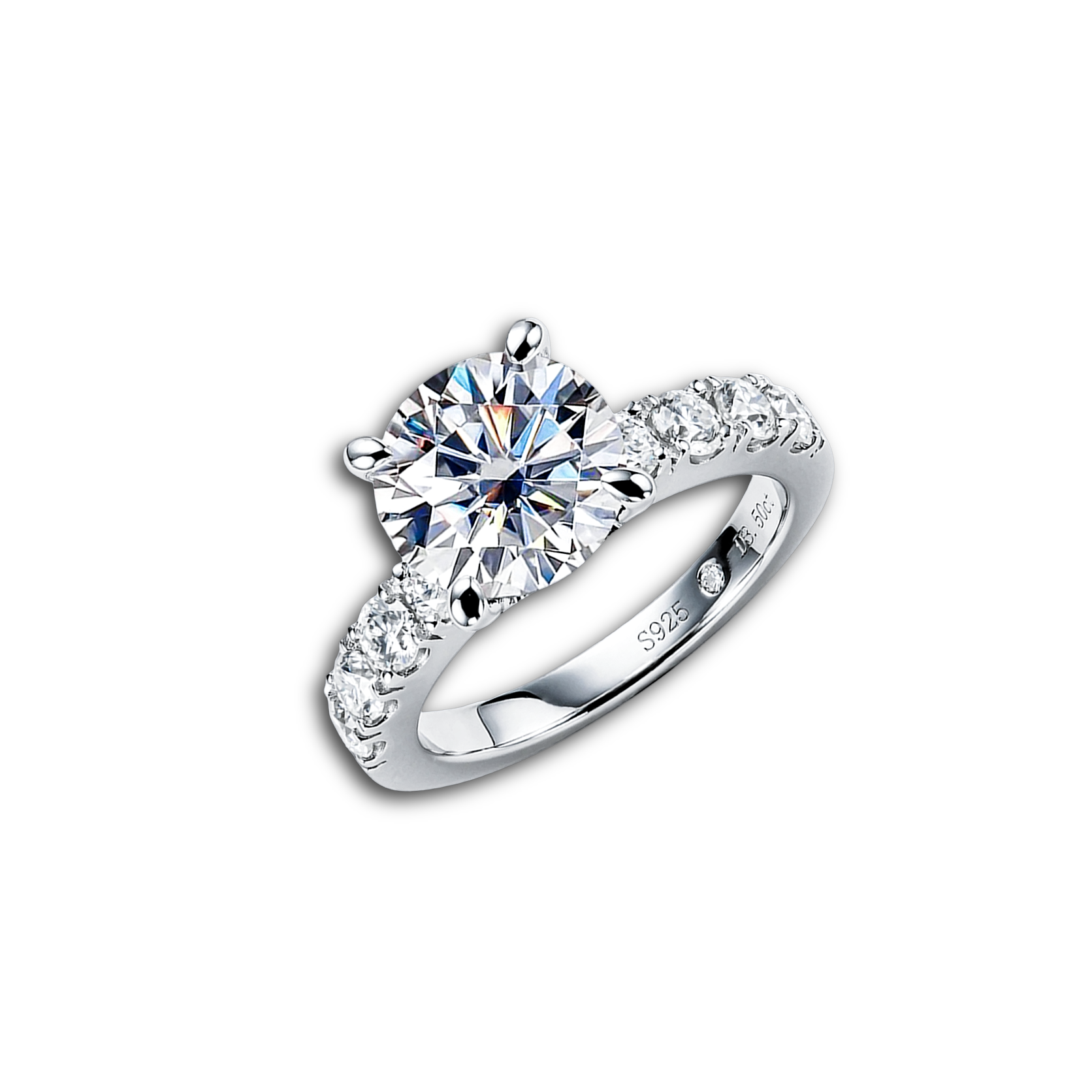 4.3ct D Color Moissanite Ring — 925 Sterling Silver 18 K Gold Plated