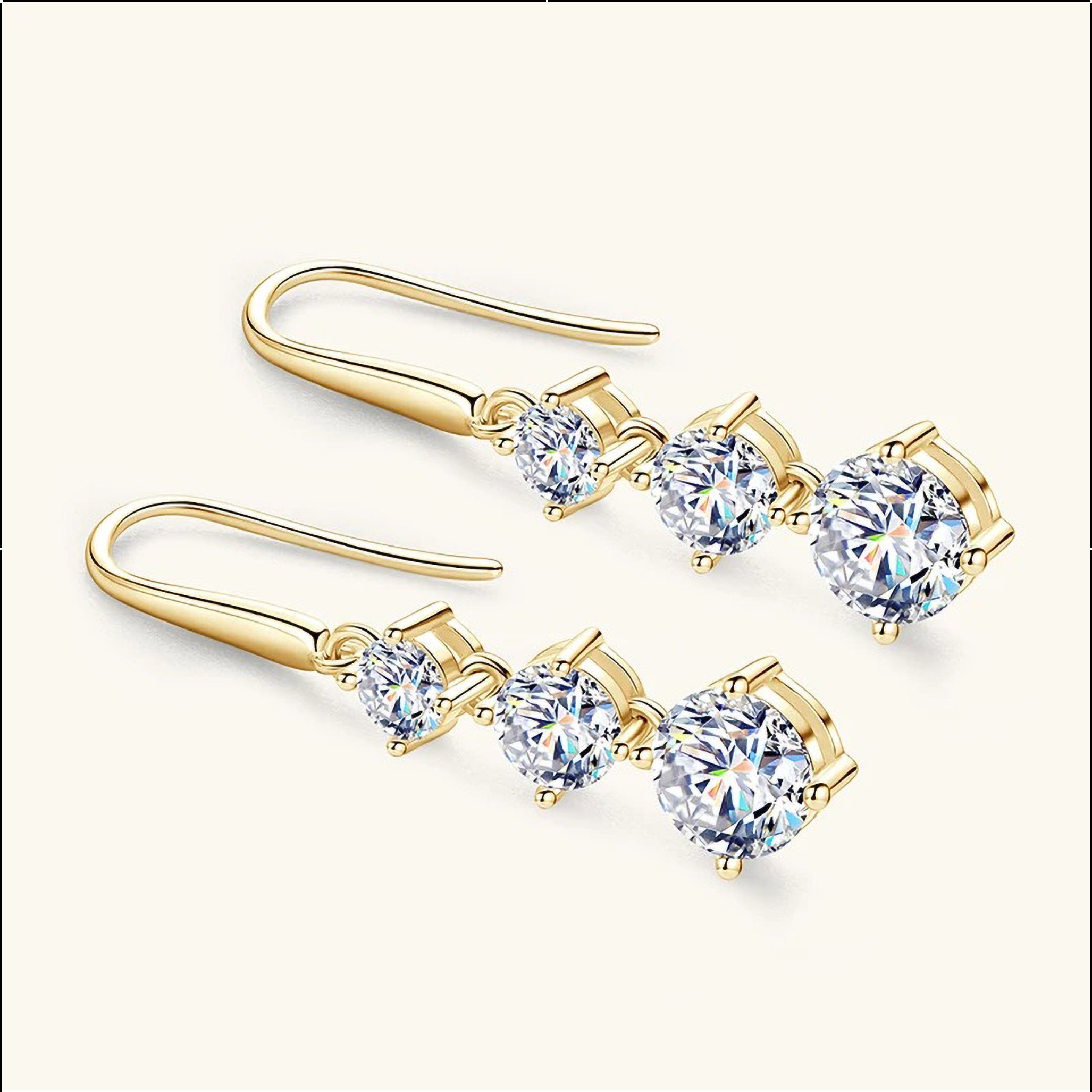 D-VVS1 Moissanite Drop Hook Earrings – 925 Sterling Silver - 3.60 CTTW