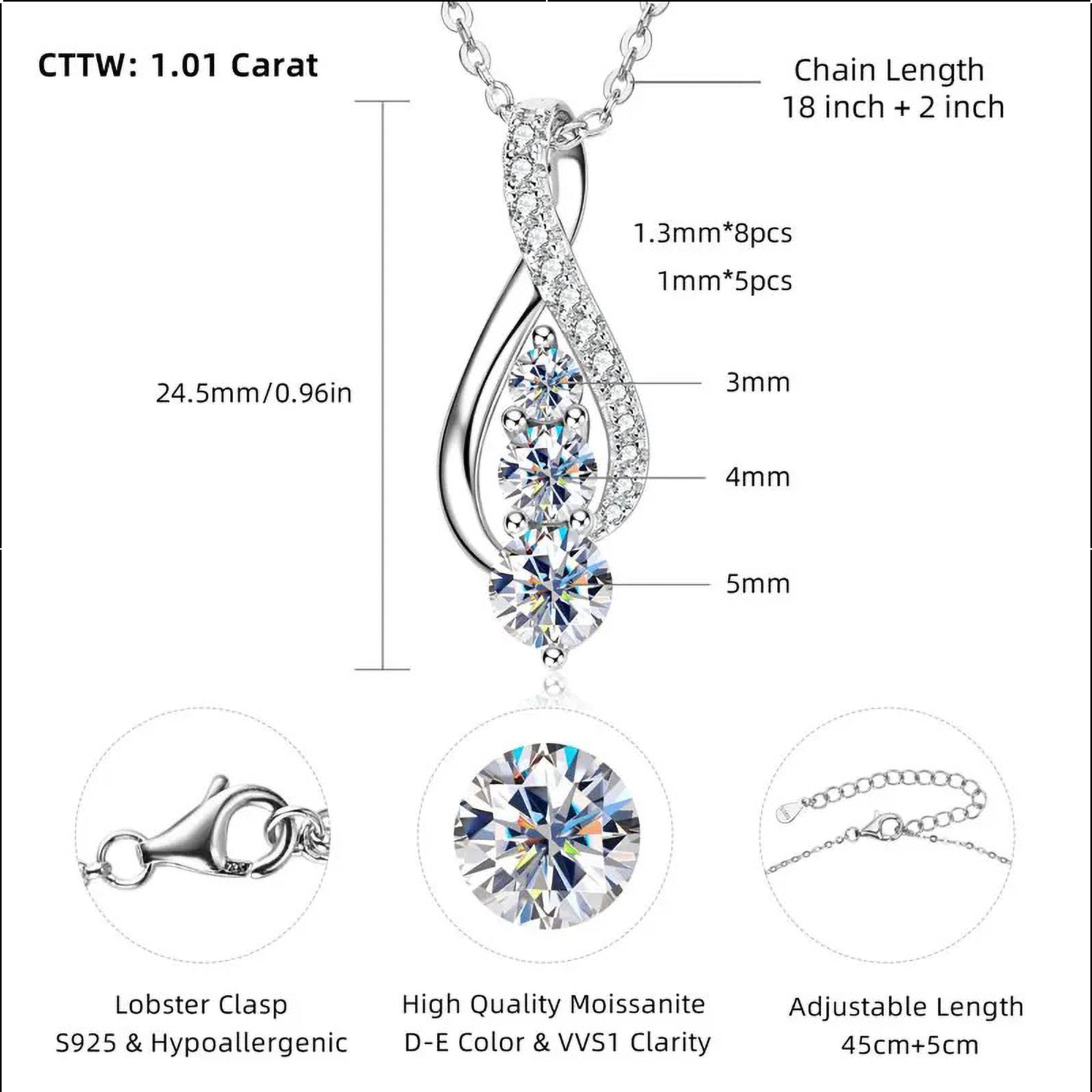 VVS1 D-Color Moissanite Infinity Necklace | 925 Sterling Silver