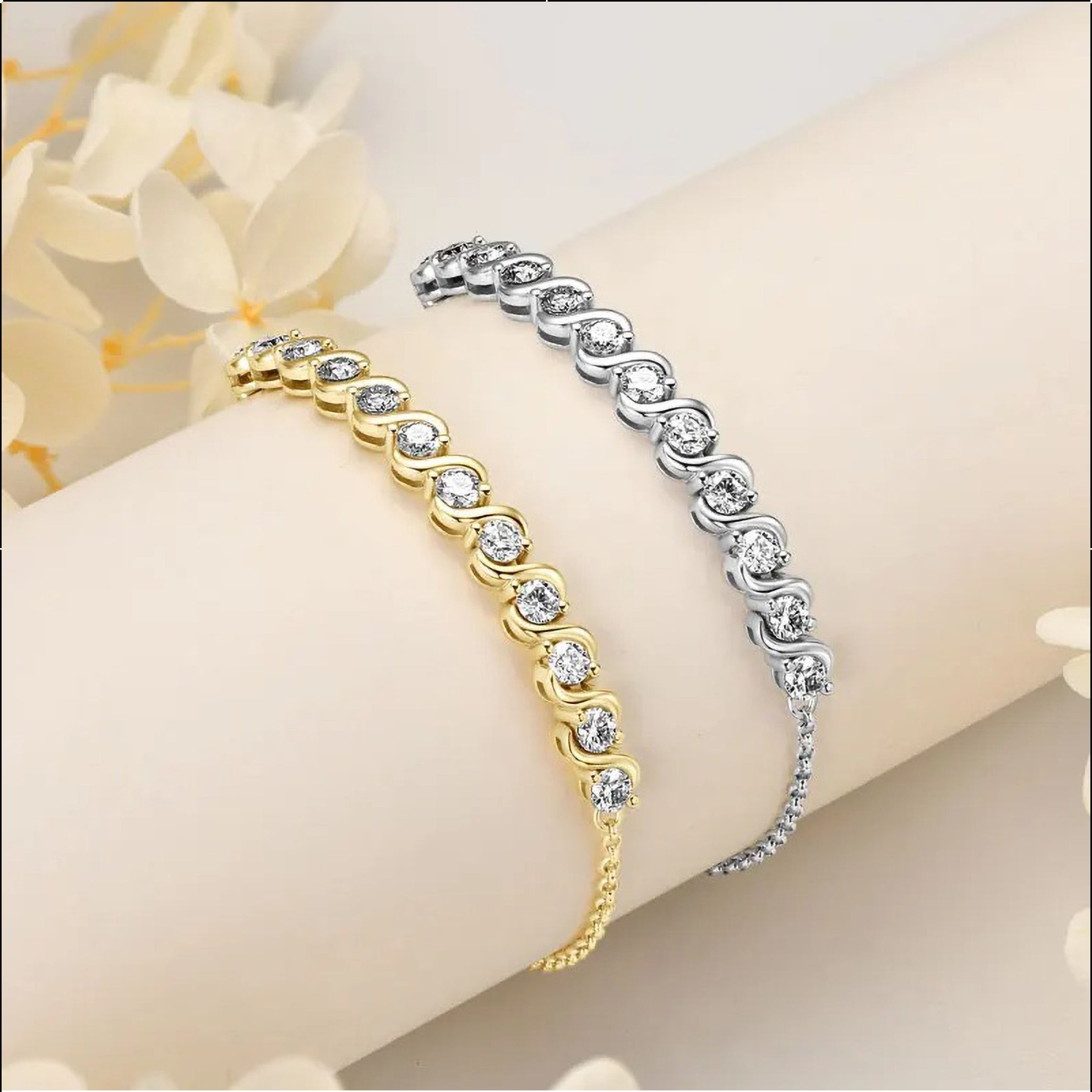 3mm D Color Moissanite Infinity Bracelet | 925 Sterling Silver Adjustable Chain | Certified Fine Jewelry