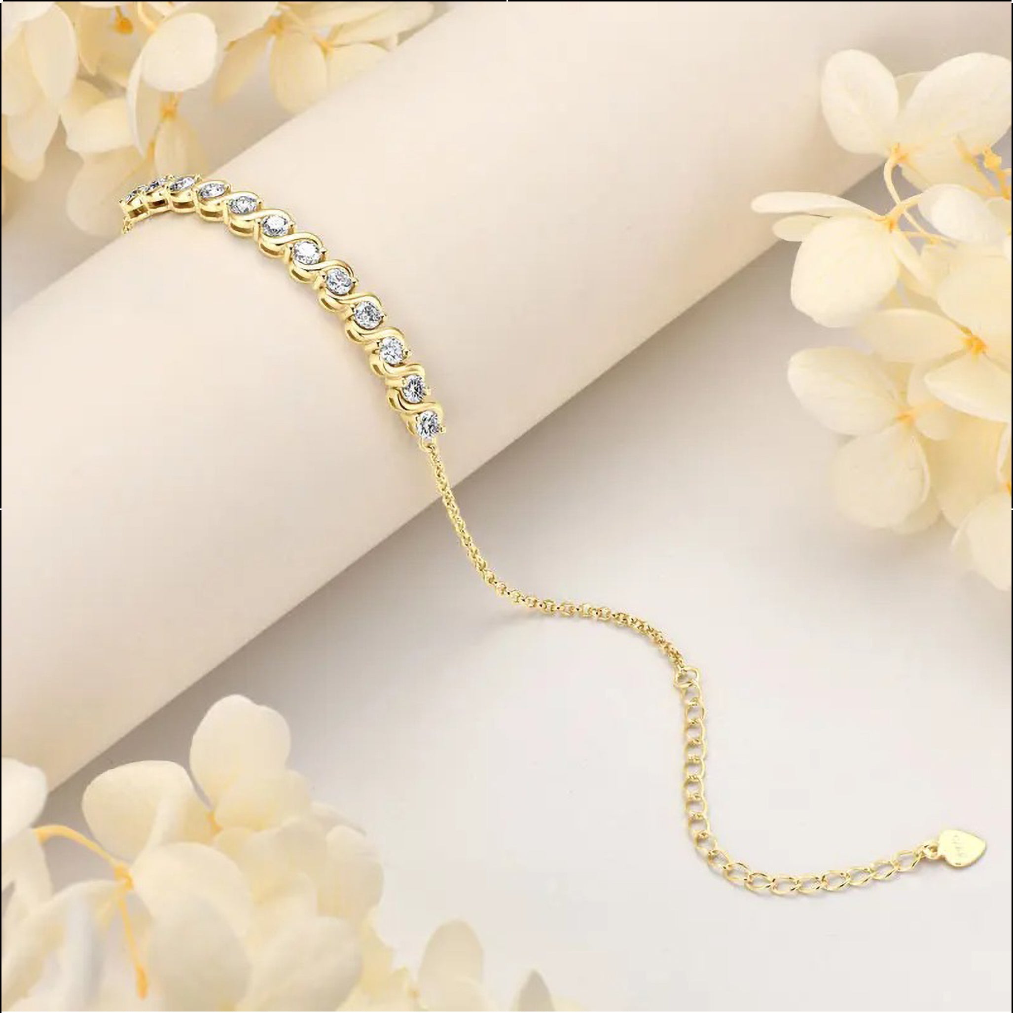 3mm D Color Moissanite Infinity Bracelet | 925 Sterling Silver Adjustable Chain | Certified Fine Jewelry