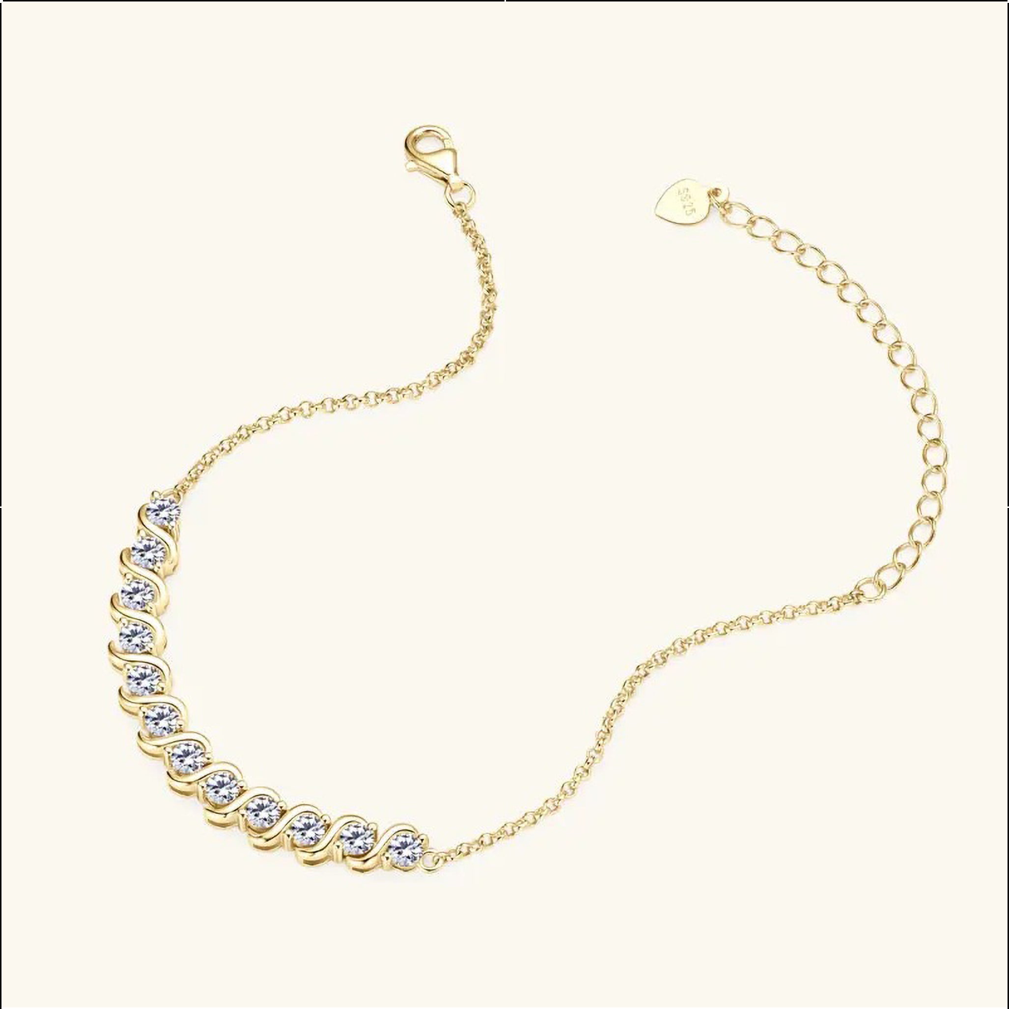 3mm D Color Moissanite Infinity Bracelet | 925 Sterling Silver Adjustable Chain | Certified Fine Jewelry