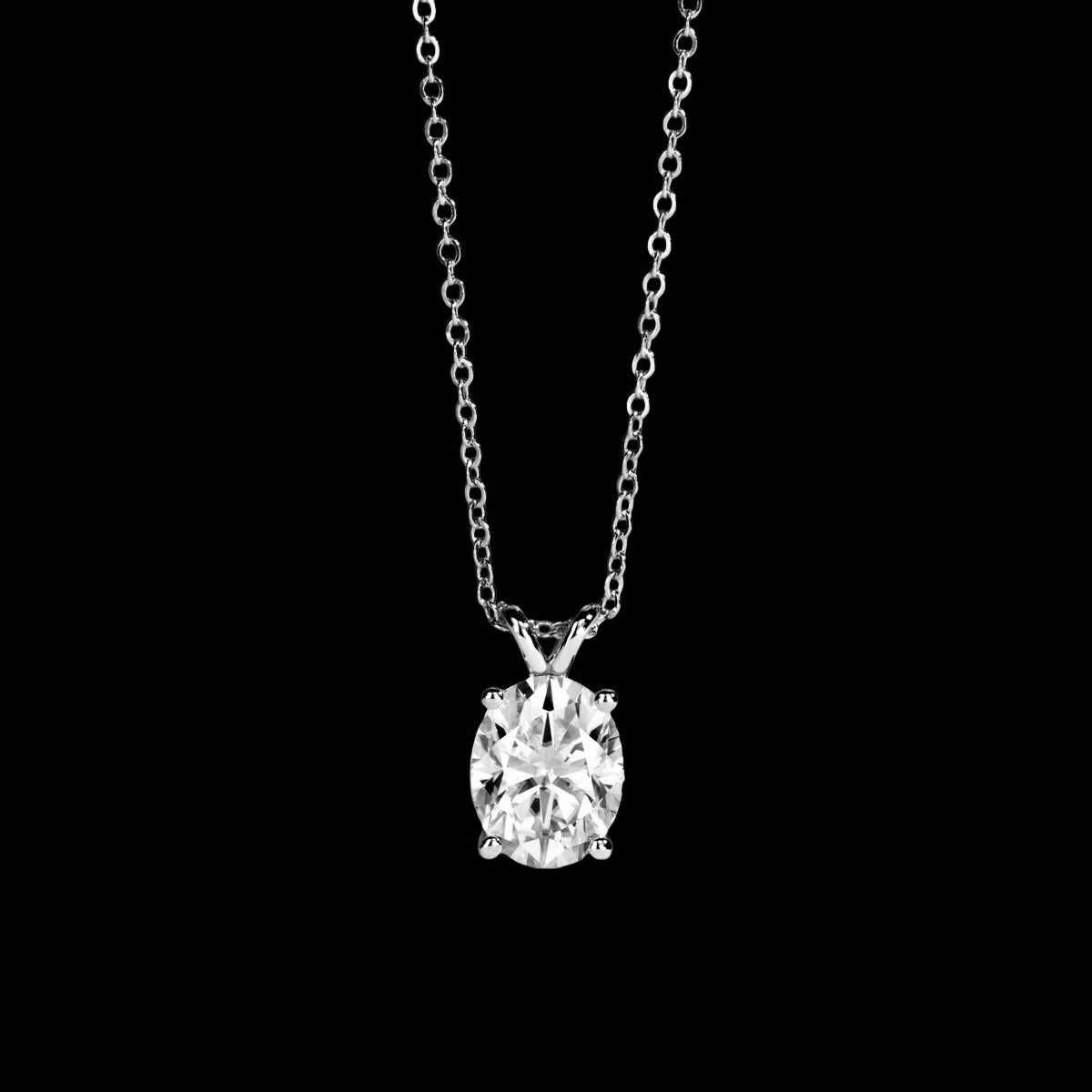 D Color Oval Cut Moissanite Pendant Necklace | 2ct–5ct | 925 Sterling Silver | Certified