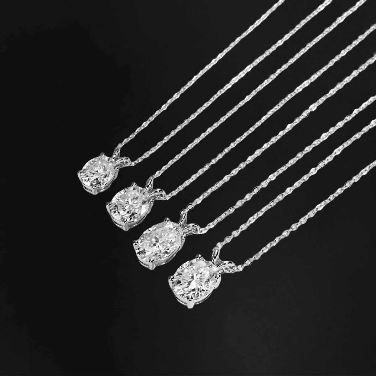 D Color Oval Cut Moissanite Pendant Necklace | 2ct–5ct | 925 Sterling Silver | Certified