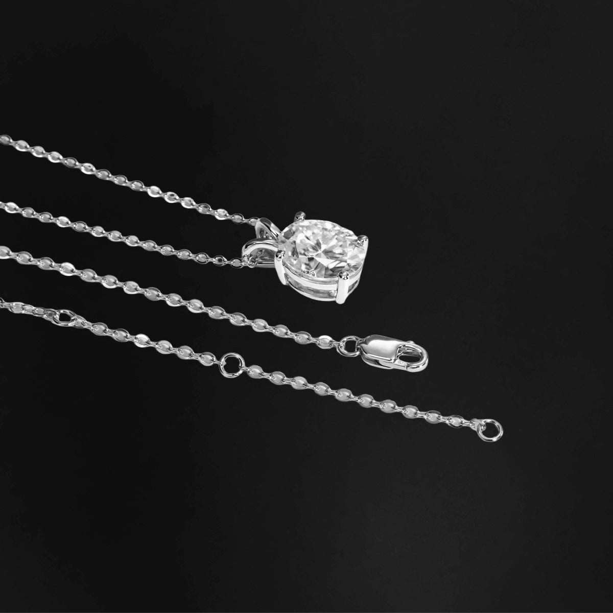 D Color Oval Cut Moissanite Pendant Necklace | 2ct–5ct | 925 Sterling Silver | Certified