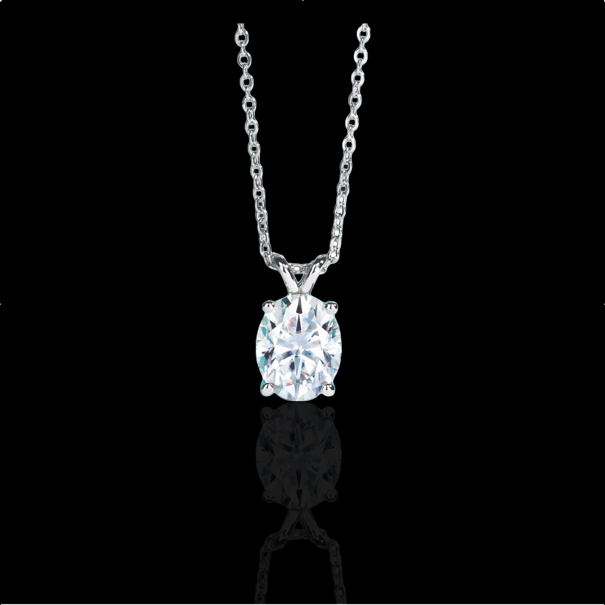 D Color Oval Cut Moissanite Pendant Necklace | 2ct–5ct | 925 Sterling Silver | Certified